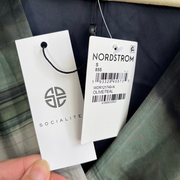 Socialite Olive Teal Abstract Marble Print Wrap Mini Dress WDR121749-N New Small - Picture 8 of 12